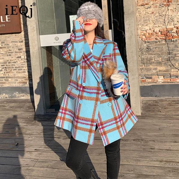 women's suits & blazers ieqj 2021 winter korean all match big size casual blue brown plaid woolen suit coat loose female temperament 3f, White;black
women's suits & blazers ieqj 2021 winter korean all match big size casual blue brown plaid woolen suit coat loose female temperament 3f, White;black