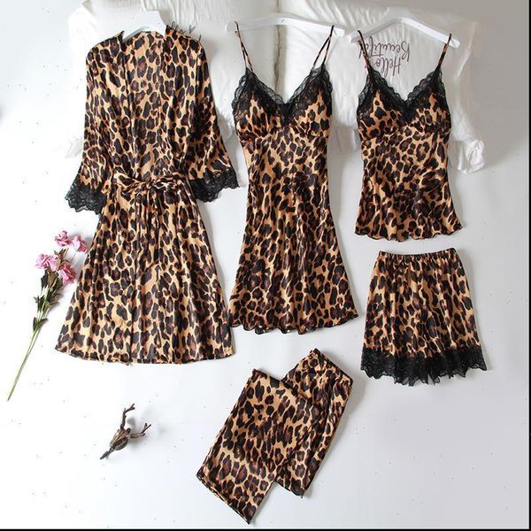 summer 5 pcs set women sleepwear pyjama satin leopard with chest pad pajamas, Black;red
summer 5 pcs set women sleepwear pyjama satin leopard with chest pad pajamas, Black;red