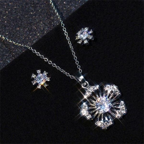 earrings & necklace jewelry sets for women snowflake cubic zirconia set banquet wedding earring fashion charm send girl, Silver
earrings & necklace jewelry sets for women snowflake cubic zirconia set banquet wedding earring fashion charm send girl, Silver