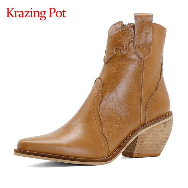 boots krazing pot 2021 large size genuine leather pointed toe high heel winter shoes keep warm young lady streetwear ankle l12, Black
boots krazing pot 2021 large size genuine leather pointed toe high heel winter shoes keep warm young lady streetwear ankle l12, Black