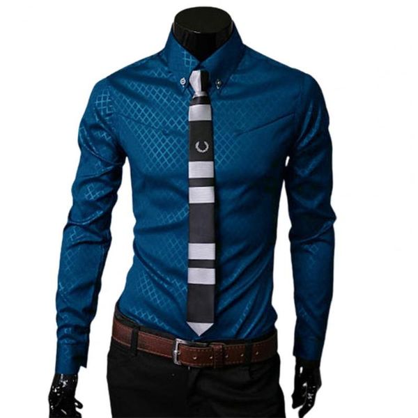 men's casual shirts slim men shirt long sleeve grid turn-down collar single-breasted business plaid for work, White;black
men's casual shirts slim men shirt long sleeve grid turn-down collar single-breasted business plaid for work, White;black