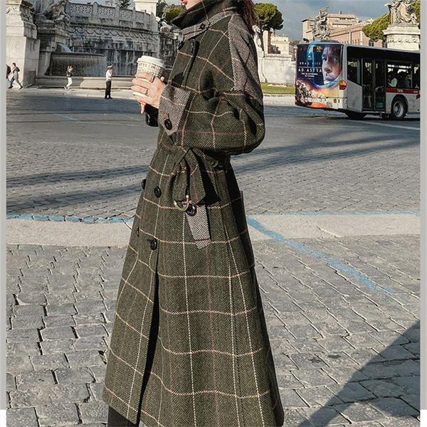 women's wool & blends plaid winter coat women thick warm black white casual long turn-down collar loose soft 2021
women's wool & blends plaid winter coat women thick warm black white casual long turn-down collar loose soft 2021