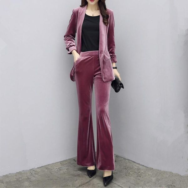 women's suits & blazers autumn winter woman gold velvet casual suit sets fashion slim office lady professional pants blazer and two, White;black
women's suits & blazers autumn winter woman gold velvet casual suit sets fashion slim office lady professional pants blazer and two, White;black