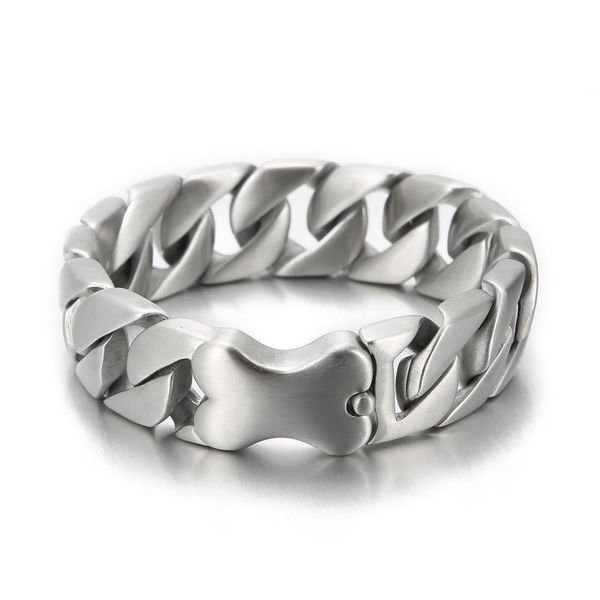 link, chain men's silver matte steel bracelet wide cuban punk hip hop fashion jewelry gift, Black
link, chain men's silver matte steel bracelet wide cuban punk hip hop fashion jewelry gift, Black