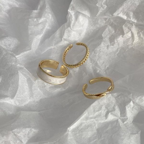 cluster rings minimalist white enamel set for women girls gold color copper chain twisted wide charm french elegant jewelry gift, Golden;silver
cluster rings minimalist white enamel set for women girls gold color copper chain twisted wide charm french elegant jewelry gift, Golden;silver