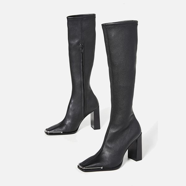 boots mumani - women's knee high boots, square toe cap and zipper, black leather shoes, 8.5 cm heels, -grade banquet handmade 5g3f
boots mumani - women's knee high boots, square toe cap and zipper, black leather shoes, 8.5 cm heels, -grade banquet handmade 5g3f