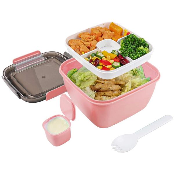 salad lunch container large bowl with removable 4-compartment bento-style tray and sauce #20 dinnerware sets
salad lunch container large bowl with removable 4-compartment bento-style tray and sauce #20 dinnerware sets