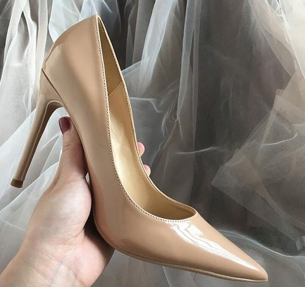 women patent leather nude high heel shoes grace stiletto pointed toes simplicity genuine leather party wedding shoes plus size 35~42, Black
women patent leather nude high heel shoes grace stiletto pointed toes simplicity genuine leather party wedding shoes plus size 35~42, Black