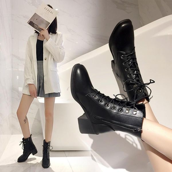boots women's shoes autumn/winter 2021 middle heel comfortable non-slip flat bottom lace-up side zipper fashion pyc5, Black
boots women's shoes autumn/winter 2021 middle heel comfortable non-slip flat bottom lace-up side zipper fashion pyc5, Black