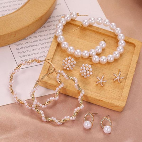 hoop & huggie big circle earring simple starfish multiple pearl stud ear ring 1pair for women fashion gift wholesale personality alloy jewel, Golden;silver
hoop & huggie big circle earring simple starfish multiple pearl stud ear ring 1pair for women fashion gift wholesale personality alloy jewel, Golden;silver