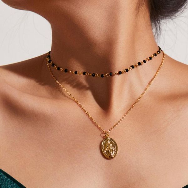chains women's jewelry retro simple korean crystal multi-layer necklace alloy virgin mary pendant wedding party gift 2021, Silver
chains women's jewelry retro simple korean crystal multi-layer necklace alloy virgin mary pendant wedding party gift 2021, Silver