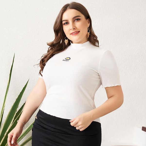 summer product women's fashion sweet small high neck stretch slim fit large size short-sleeved t-shirt, White
summer product women's fashion sweet small high neck stretch slim fit large size short-sleeved t-shirt, White