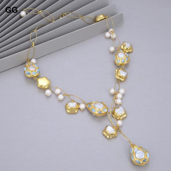 guaiguai jewelry natural freshwater cultured white keshi pearl gold color plated ede blue larimars chips necklace 21" for women chains, Silver
guaiguai jewelry natural freshwater cultured white keshi pearl gold color plated ede blue larimars chips necklace 21" for women chains, Silver