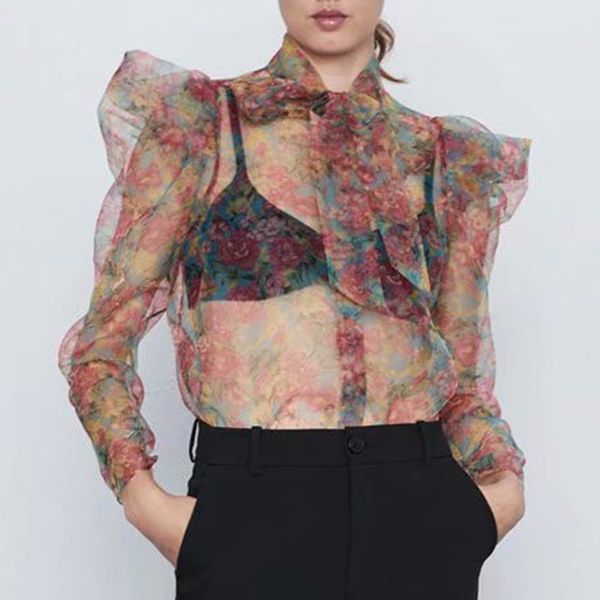 style floral organze blouse transparent style bow tie collar long sleeve female see through chic blusas 210430, White
style floral organze blouse transparent style bow tie collar long sleeve female see through chic blusas 210430, White