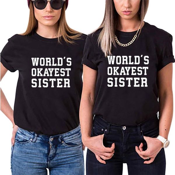 women's t-shirt world's okayest sister shirts for women vogue short sleeve t shirt cotton friend cute bff drop, White
women's t-shirt world's okayest sister shirts for women vogue short sleeve t shirt cotton friend cute bff drop, White
