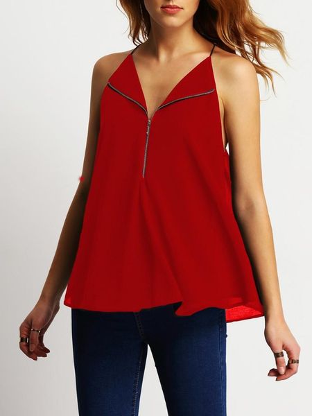 women's blouses & shirts v neck sleeveless halters loose summer casual elegant chiffon blouse front zipper fashion blusa feminina lady, White
women's blouses & shirts v neck sleeveless halters loose summer casual elegant chiffon blouse front zipper fashion blusa feminina lady, White