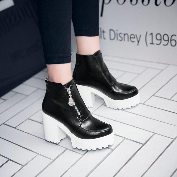 autumn and winter women's round toe thick high heel short tube zipper waterproof platform casual fashion boots r6m4, Black
autumn and winter women's round toe thick high heel short tube zipper waterproof platform casual fashion boots r6m4, Black