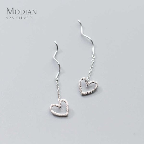 vintage frosted hearts long chain drop earrings for women solid 925 silver jewelry dangle earring female brincos 210707
vintage frosted hearts long chain drop earrings for women solid 925 silver jewelry dangle earring female brincos 210707