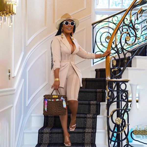 women's tracksuits office lady elegant two piece set tracksuit women long sleeve plastic waist blazer + bodycon shorts suit matching se, Gray
women's tracksuits office lady elegant two piece set tracksuit women long sleeve plastic waist blazer + bodycon shorts suit matching se, Gray