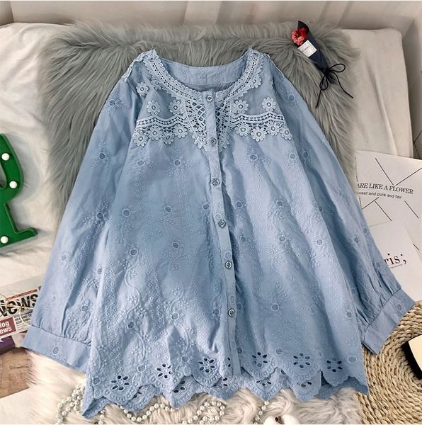 blouses & shirts lolita hollow lace hook flower embroidery o-neck women's single-breasted irregular hem shirt k2we, White
blouses & shirts lolita hollow lace hook flower embroidery o-neck women's single-breasted irregular hem shirt k2we, White
