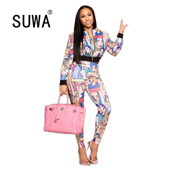 character print women clothing set two piece jackets leggings stacked jogger pants suit tracksuit matching work outfit 210525, White
character print women clothing set two piece jackets leggings stacked jogger pants suit tracksuit matching work outfit 210525, White