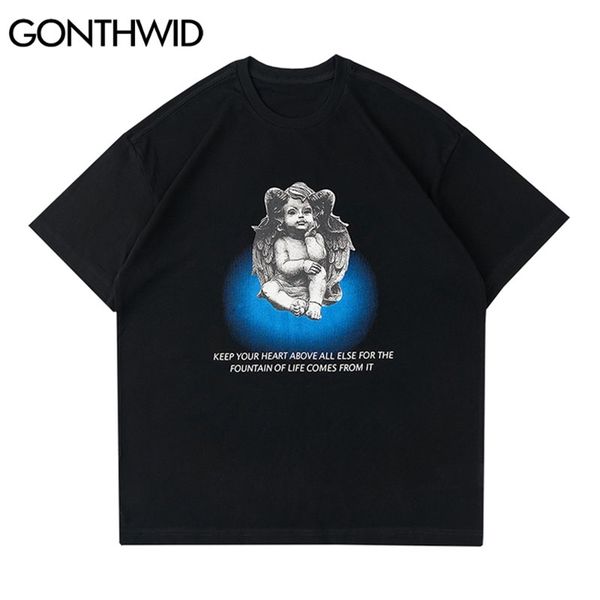tees shirts harajuku cartoon angel print t-shirt streetwear hip hop summer fashion casual loose cotton tshirt 210602, White;black
tees shirts harajuku cartoon angel print t-shirt streetwear hip hop summer fashion casual loose cotton tshirt 210602, White;black