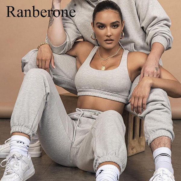 gym clothing ranberone two piece sets tracksuit women casual workout sportwear fitness sport suits 2021 solid outfits, White;black
gym clothing ranberone two piece sets tracksuit women casual workout sportwear fitness sport suits 2021 solid outfits, White;black