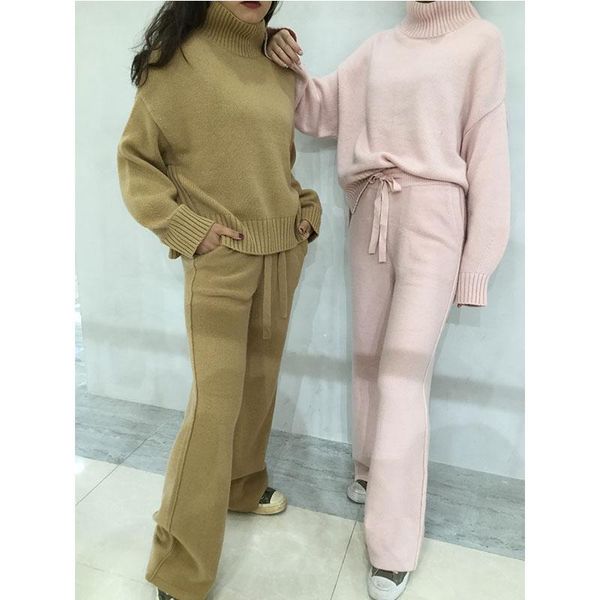 women's two piece pants cashmere suit 70 wool high-neck loose knit sweater and wide-leg trousers 2-piece set fleece women, White
women's two piece pants cashmere suit 70 wool high-neck loose knit sweater and wide-leg trousers 2-piece set fleece women, White