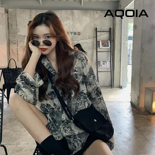 women's blouses & shirts aqoia korean style long sleeve loose women blouse lazy button up floral print ladies shirt 2021 autumn female, White
women's blouses & shirts aqoia korean style long sleeve loose women blouse lazy button up floral print ladies shirt 2021 autumn female, White