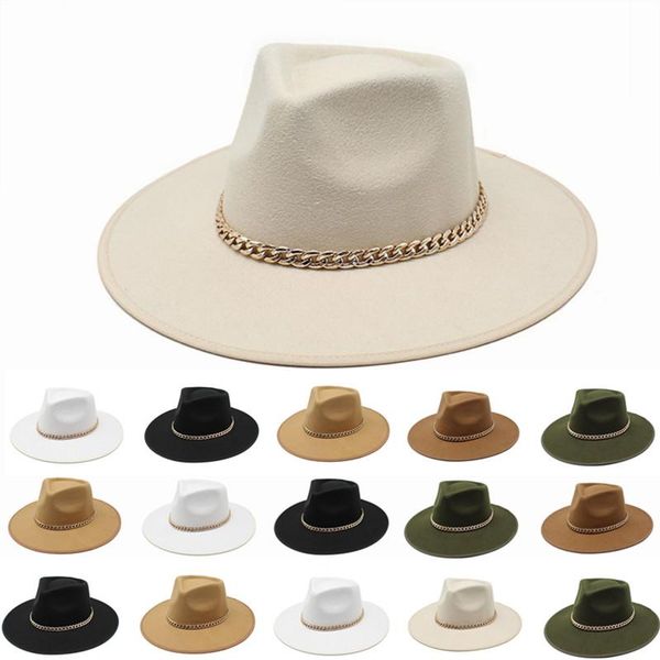 wide brim hats men women hemming fedora hat metal chain simple floopy panama trilby cap autumn winter, Blue;gray
wide brim hats men women hemming fedora hat metal chain simple floopy panama trilby cap autumn winter, Blue;gray