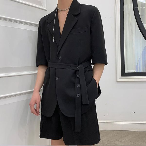 japan korea style male streetwear fashion vintage suit jacket men spring summer short sleeve belt loose casual blazers coat men's suits, White;black
japan korea style male streetwear fashion vintage suit jacket men spring summer short sleeve belt loose casual blazers coat men's suits, White;black