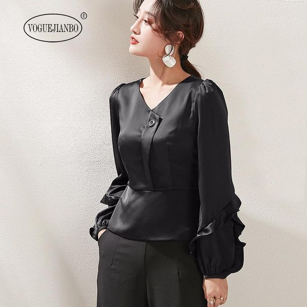 women's blouses & shirts spring 2021 women clothes korean v-neck ruffle edge long sleeve black temperament light mature and, White
women's blouses & shirts spring 2021 women clothes korean v-neck ruffle edge long sleeve black temperament light mature and, White
