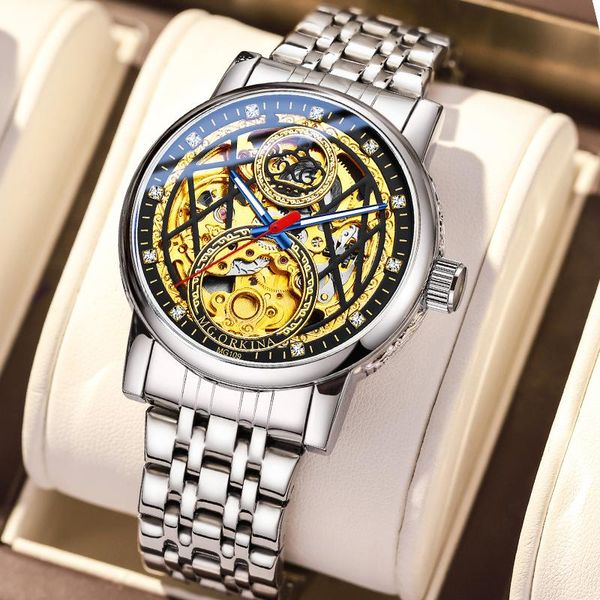 wristwatches reloj hombre mg.orkina automatic self wind skeleton mens mechanical watch drop items for men, Slivery;brown
wristwatches reloj hombre mg.orkina automatic self wind skeleton mens mechanical watch drop items for men, Slivery;brown