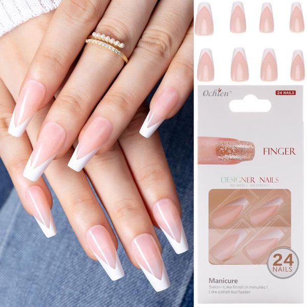 24pcs elegant french false nails women fashion detachable wearable fake full cover nail tips manicure tool with press glue, Red;gold
24pcs elegant french false nails women fashion detachable wearable fake full cover nail tips manicure tool with press glue, Red;gold