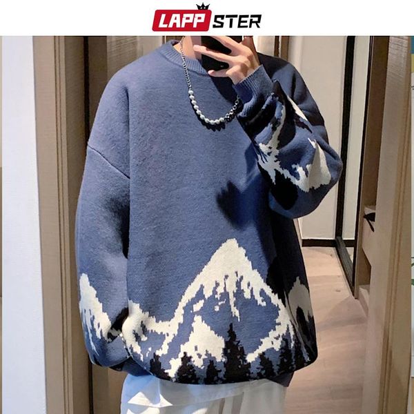 men's sweaters lappster men harajuku mountains vintage 2021 mens japanese streetwear fashion sweater male kpop cotton winter pullovers, White;black
men's sweaters lappster men harajuku mountains vintage 2021 mens japanese streetwear fashion sweater male kpop cotton winter pullovers, White;black