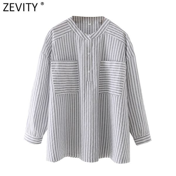 women vintage stand collar striped print shirt female double pockets patch casual business blouse chic blusas ls9152 210420, White
women vintage stand collar striped print shirt female double pockets patch casual business blouse chic blusas ls9152 210420, White
