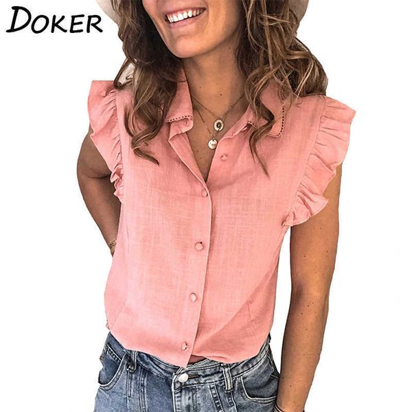 ruffled sleeveless button turn down collar shirt women solid color casual office cardigan female 210604, White
ruffled sleeveless button turn down collar shirt women solid color casual office cardigan female 210604, White