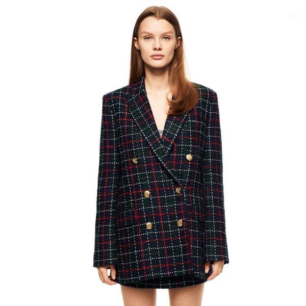 women fashion double breasted plaid blazers and jackets work office lady autumn suit business female blazer coat talever women's suits, White;black
women fashion double breasted plaid blazers and jackets work office lady autumn suit business female blazer coat talever women's suits, White;black