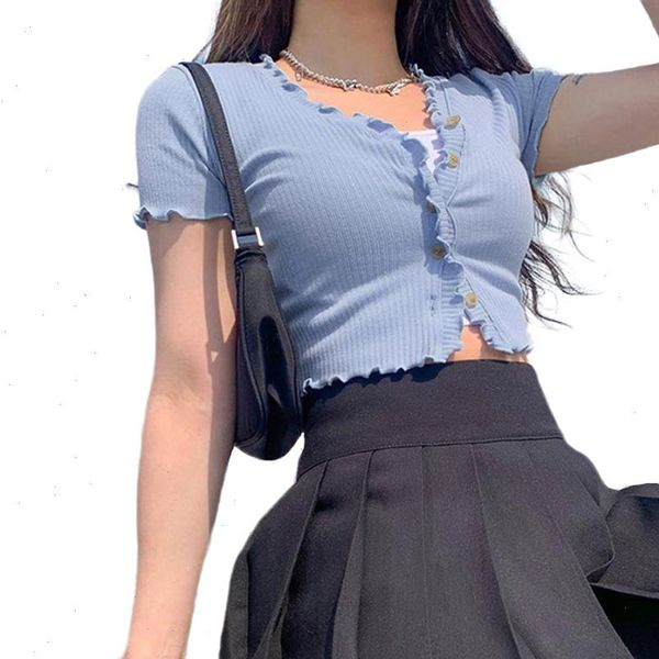aa cropped shirt women tanks solid color ruffle t fashion button short sleeve crop streetwear, White
aa cropped shirt women tanks solid color ruffle t fashion button short sleeve crop streetwear, White