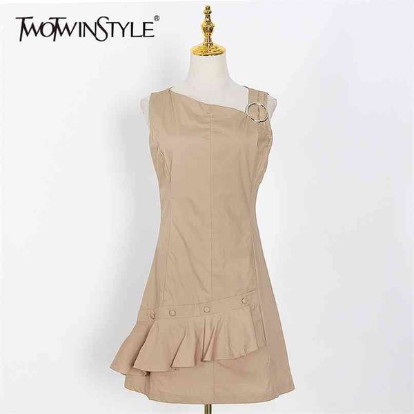 minimalist dress for women one shoulder sleeveless square collar ruffled ol dresses female summer fashion 210520, Black;gray
minimalist dress for women one shoulder sleeveless square collar ruffled ol dresses female summer fashion 210520, Black;gray