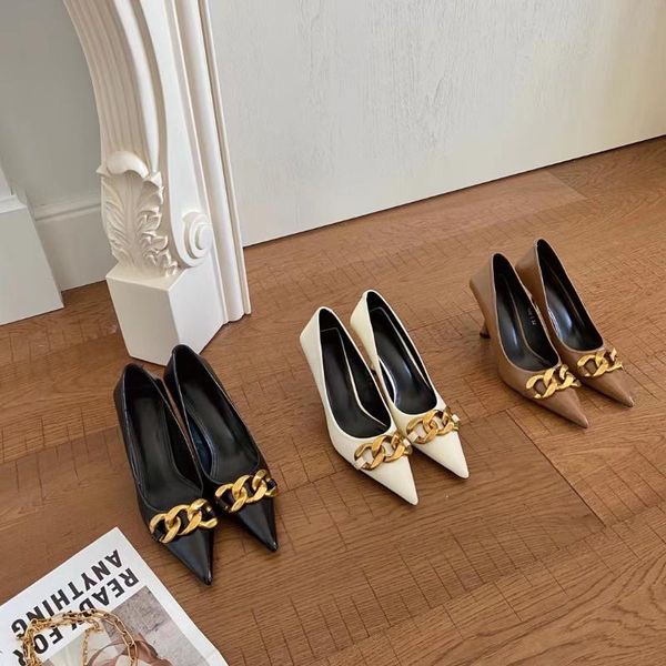 dress shoes fashion women pumps pointed toe metal chain slip on work office woman thin high heels black white brown party
dress shoes fashion women pumps pointed toe metal chain slip on work office woman thin high heels black white brown party