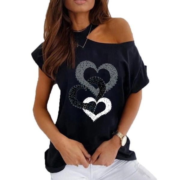 women's t-shirt women black casual harajuku pullover short sleeve printing love female tee summer round strapless neck 3d stree m7g5, White
women's t-shirt women black casual harajuku pullover short sleeve printing love female tee summer round strapless neck 3d stree m7g5, White