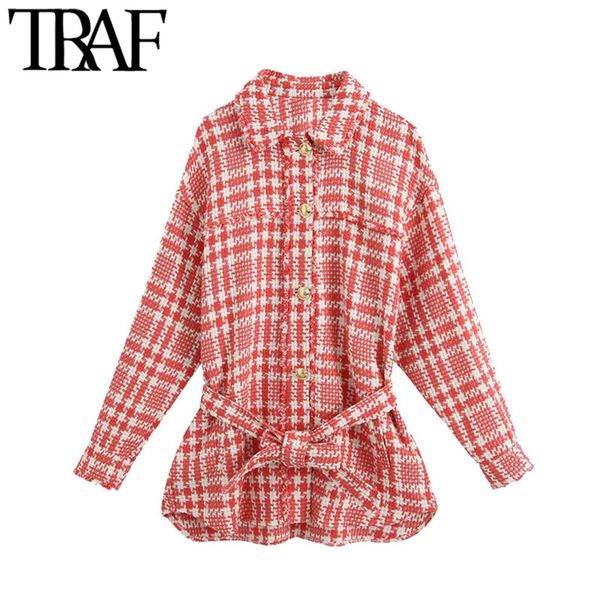 traf women fashion with belt oversized tweed jacket coat vintage long sleeve frayed tassel female outerwear chic 210415, Black;brown
traf women fashion with belt oversized tweed jacket coat vintage long sleeve frayed tassel female outerwear chic 210415, Black;brown