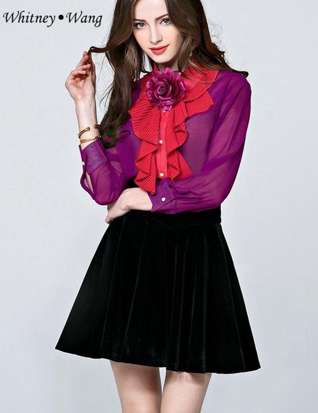 women's blouses & shirts whitney wang 2021 spring fashion elegant colors contrast floral ruffles bow blouse women blusas office lady sh, White
women's blouses & shirts whitney wang 2021 spring fashion elegant colors contrast floral ruffles bow blouse women blusas office lady sh, White