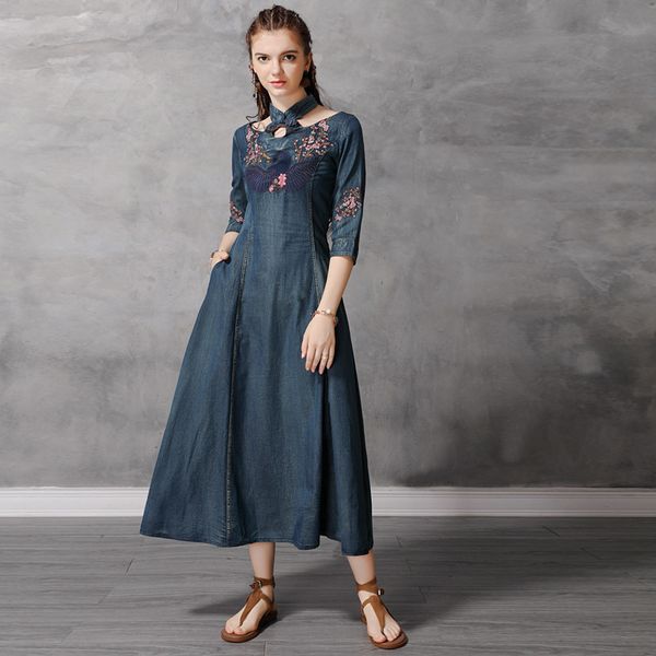 johnature maxi dress vintage women clothes autumn embroidery loose stand collar floral leisure women denim dresses 210521, Black;gray
johnature maxi dress vintage women clothes autumn embroidery loose stand collar floral leisure women denim dresses 210521, Black;gray