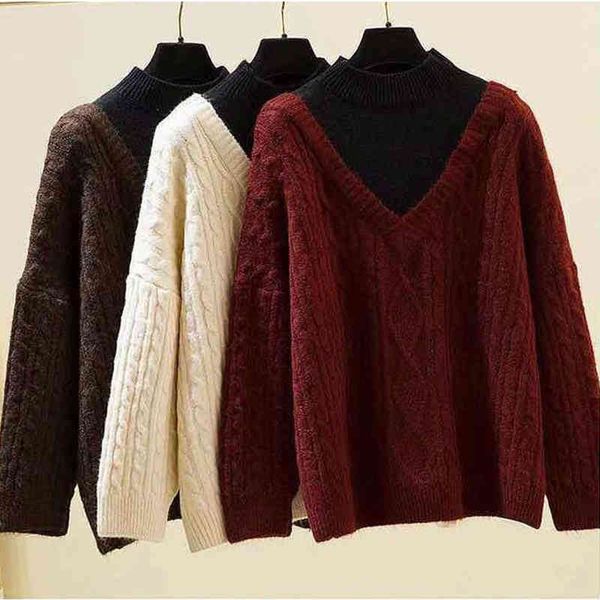 women's sweaters sweater women's autumn and winter twisted loose thick fake two-piece base pullover long sleeve o8tj, White;black
women's sweaters sweater women's autumn and winter twisted loose thick fake two-piece base pullover long sleeve o8tj, White;black