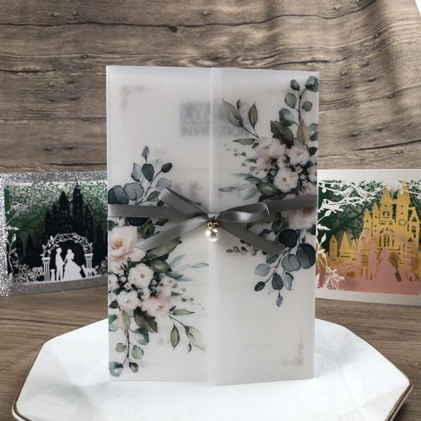 greeting cards (20pc/lot) green flower vellum wedding invitation card with rhinestone and ribbon transparent invitations for quinceanera se0
greeting cards (20pc/lot) green flower vellum wedding invitation card with rhinestone and ribbon transparent invitations for quinceanera se0