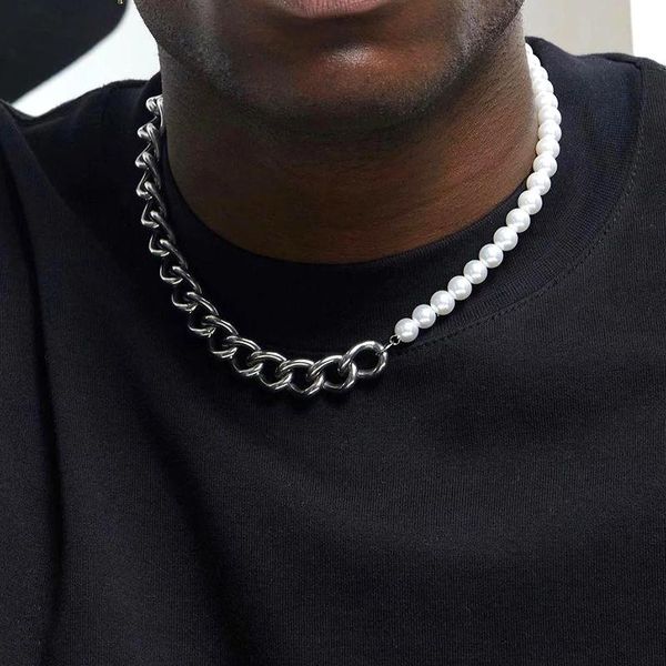 chains fashion imitation pearls link chain necklace men luxury stainless steel handmade choker for jewelry gift, Silver
chains fashion imitation pearls link chain necklace men luxury stainless steel handmade choker for jewelry gift, Silver