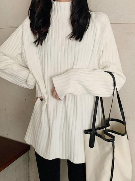 women's sweaters lazy wind loose thickened pullover half high neck sweater clothing spring and autumn 2021 top, White;black
women's sweaters lazy wind loose thickened pullover half high neck sweater clothing spring and autumn 2021 top, White;black