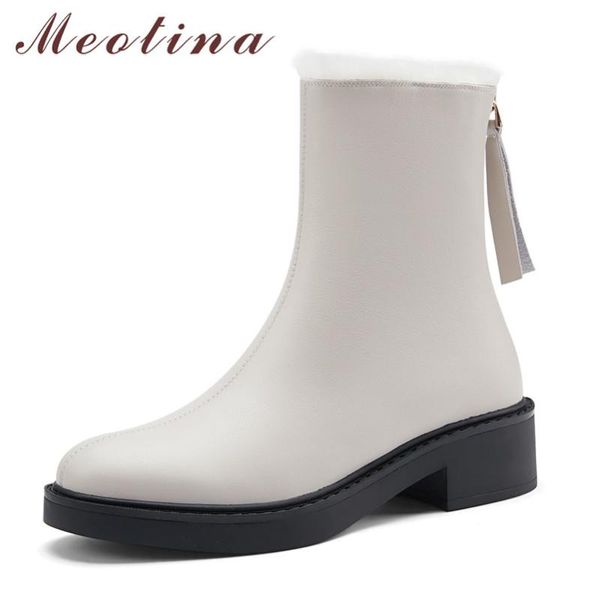 boots meotina short women shoes genuine leather platform mid heel ankle zipper chunky heels warm lady winter beige, Black
boots meotina short women shoes genuine leather platform mid heel ankle zipper chunky heels warm lady winter beige, Black